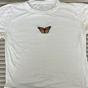 Brandy Melville John Galt white butterfly shirt